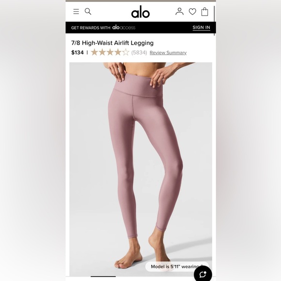 ALO Yoga Pants - ALO Airlift High Waist NWT Medium Yoga Legging- Wild mushroom color MSRP $134